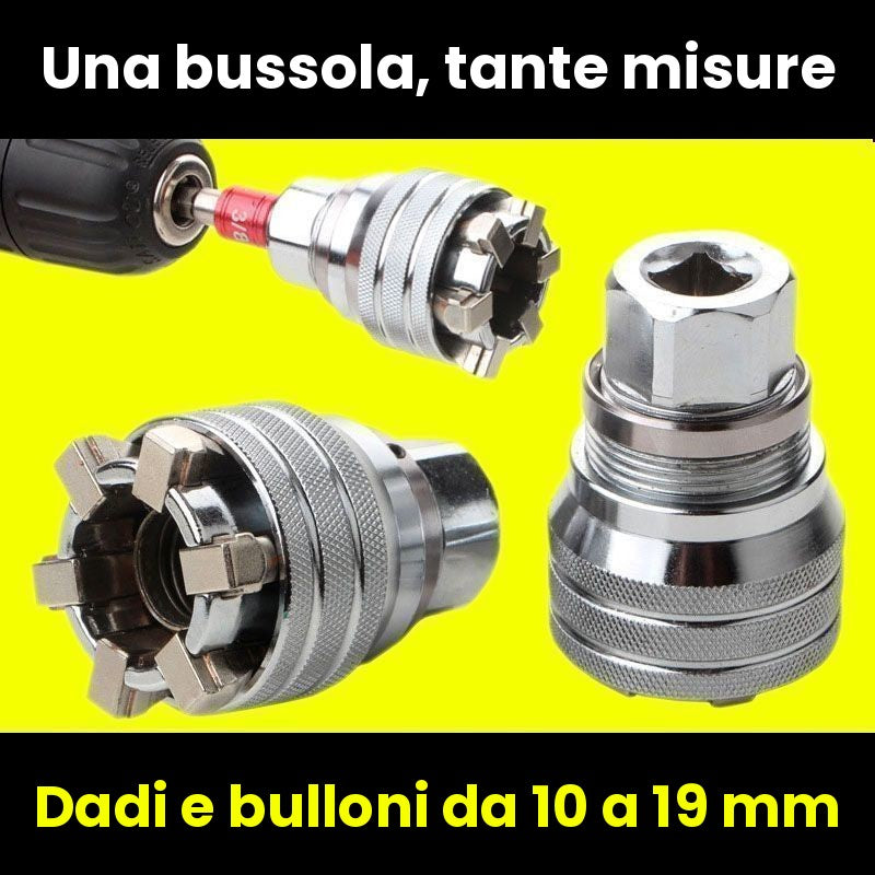 Bussola universale montata sul trapano con l'adattatore