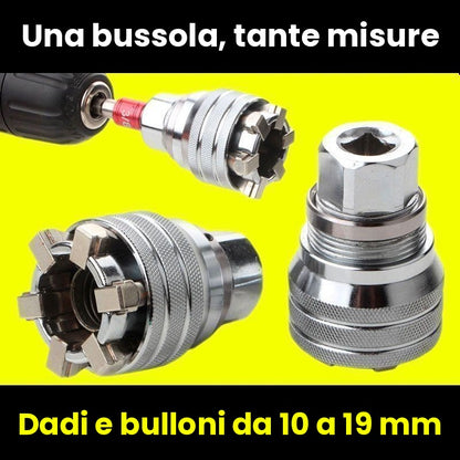 Bussola universale montata sul trapano con l'adattatore