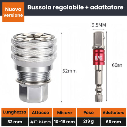 Bussola regolabile e adattatore: misure e caratteristiche